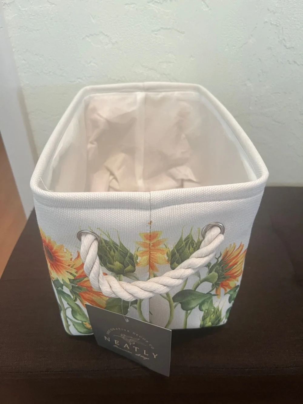 #1761*”13X8” Home Sunflower Basket Storage Bin Decor/ Magazine/Book Keeps.